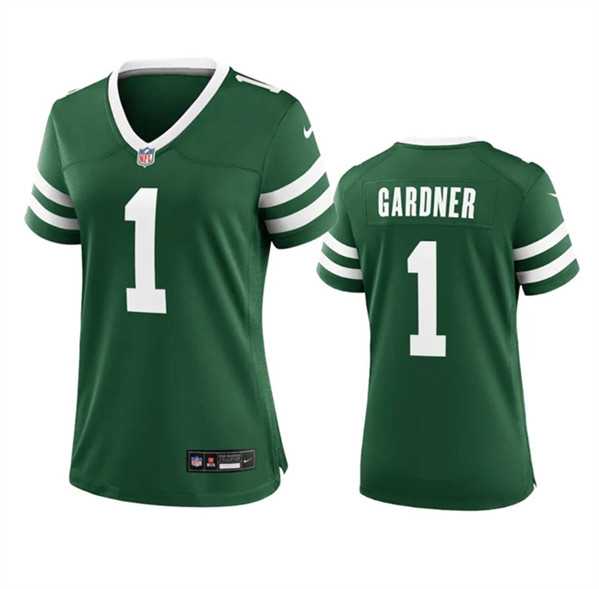 Women%27s New York Jets #1 Sauce Gardner Green 2024 Stitched Jersey Dzhi